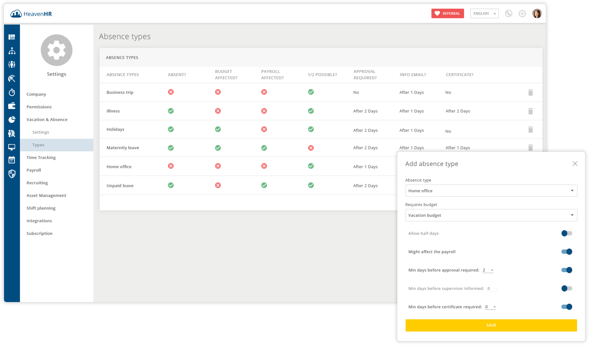 Furthermore, the modules lists you the absence hours and the absence reason.