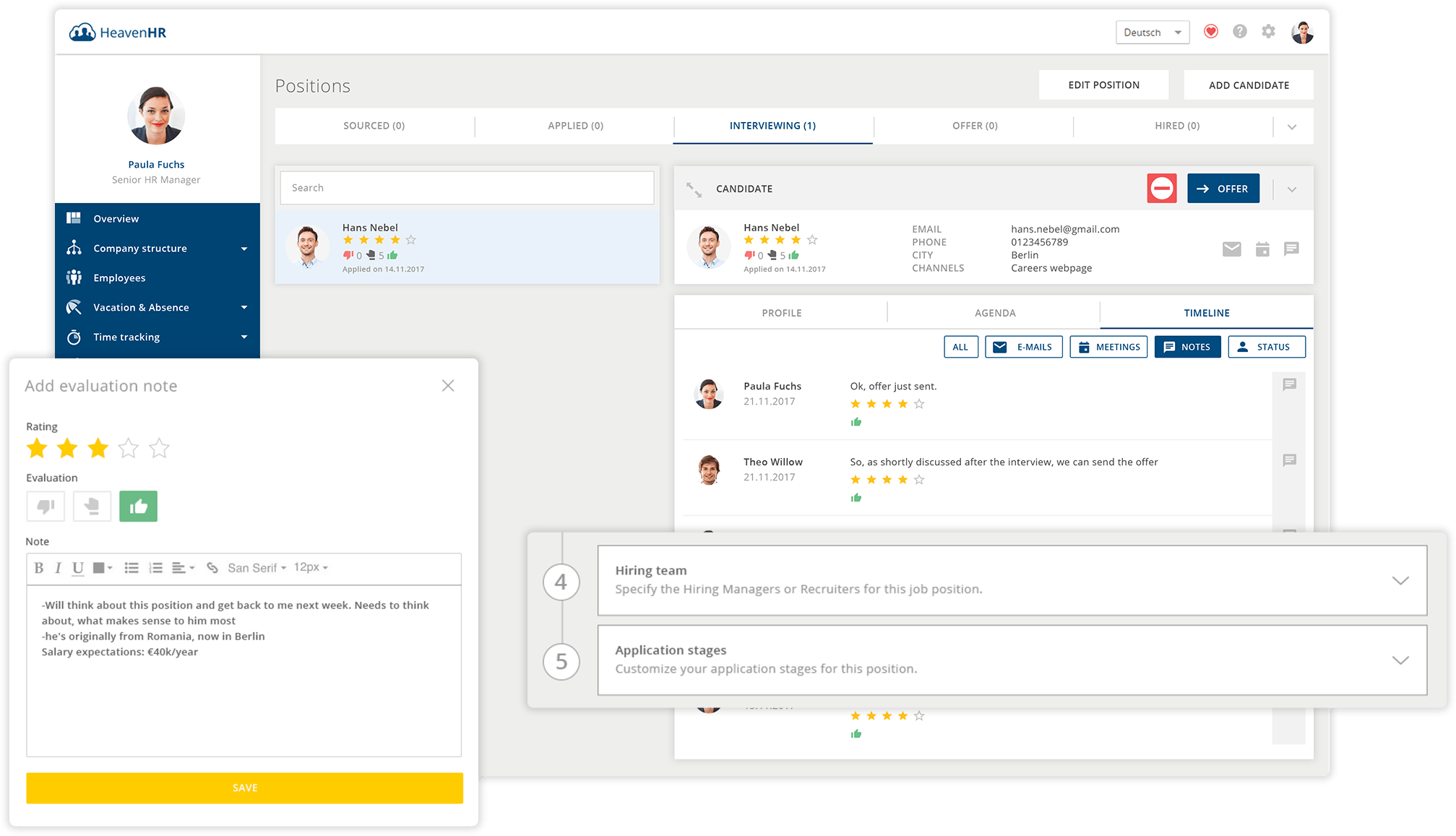 The recruiting modules also enhances the application process by supporting an intern channel to communicate.