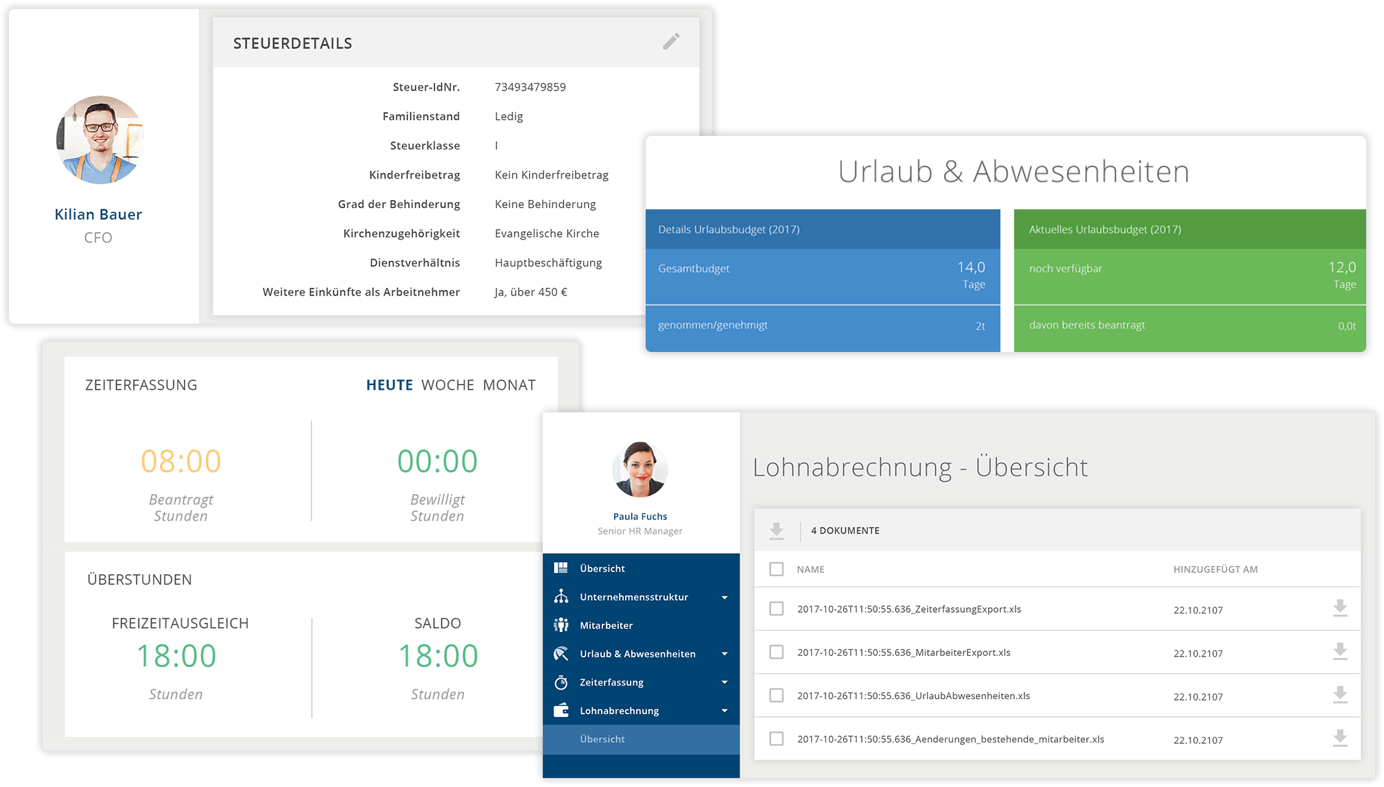Das Lohn & Gehaltsmodul ist übersichtlich und an Ihre persönlichen Bedürfnisse angepasst.