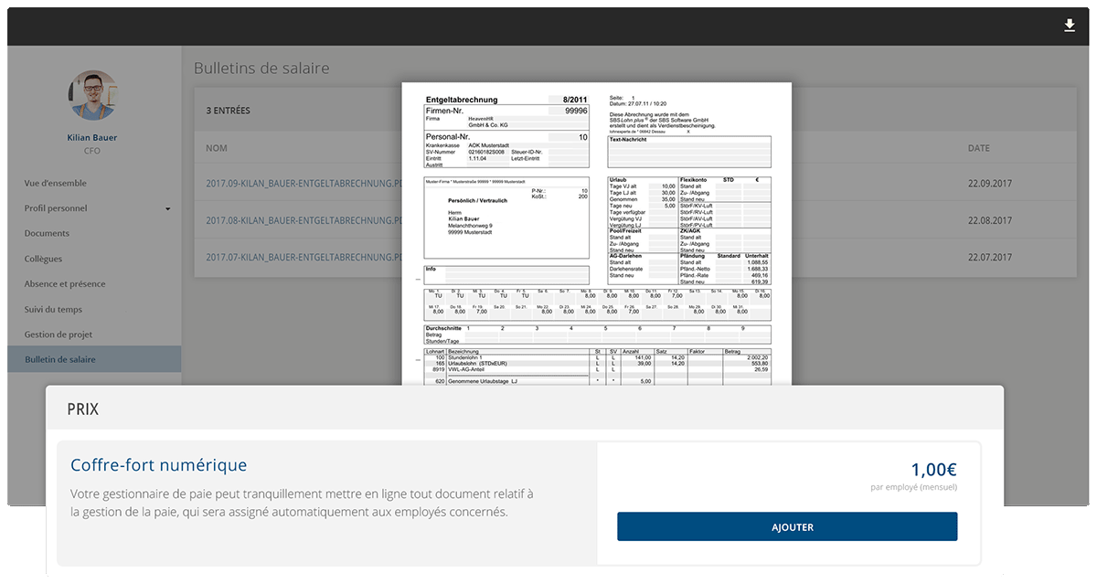 Le coffre-fort électronique HeavenHR digitalise vos bulletins de paie.