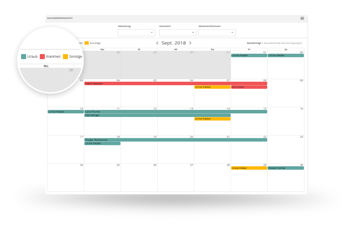 The absence management tool also helps you to coordinate and process the vacation requests.