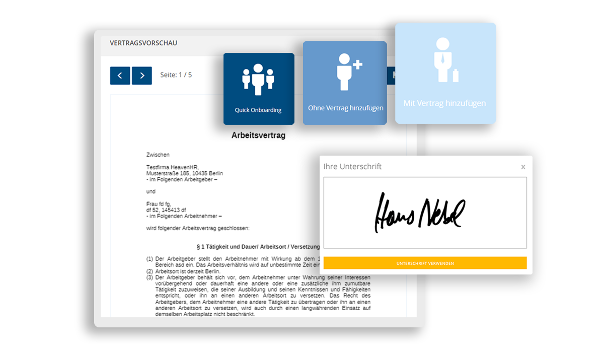 Les contrats de travail peuvent être créés automatiquement et signés électroniquement sur la plateforme RH.