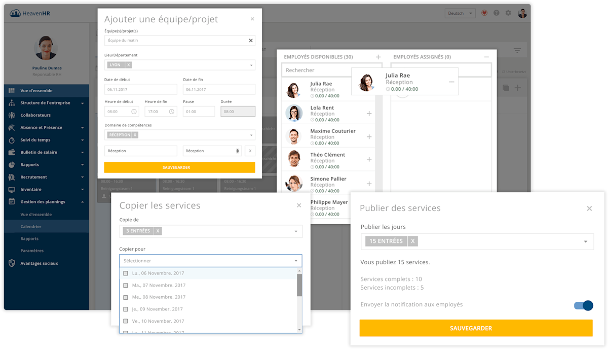 Gérez vos équipes et vos différents projets grâce à la gestion des plannings d'HeavenHR.