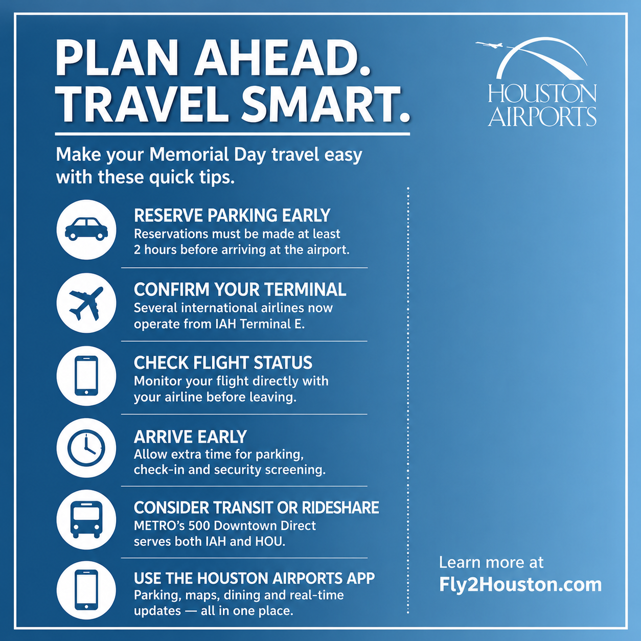 Plan ahead. Travel Smart.