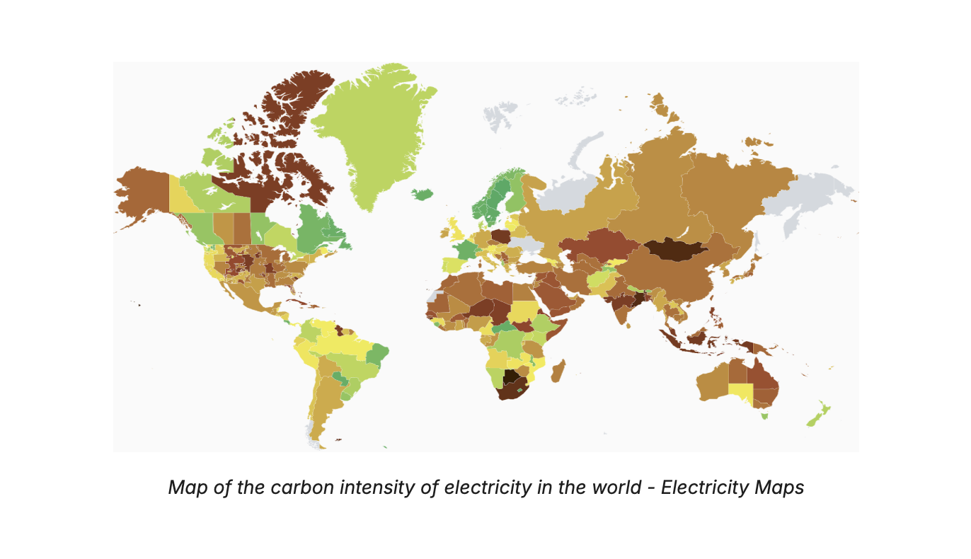 Map of the carbon intensity of electricity in the world - Electricity Maps