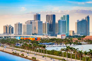 View of downtown Miami with skyscrapers