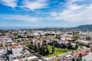 Aerial view of buildings of Santa Rosa, CA