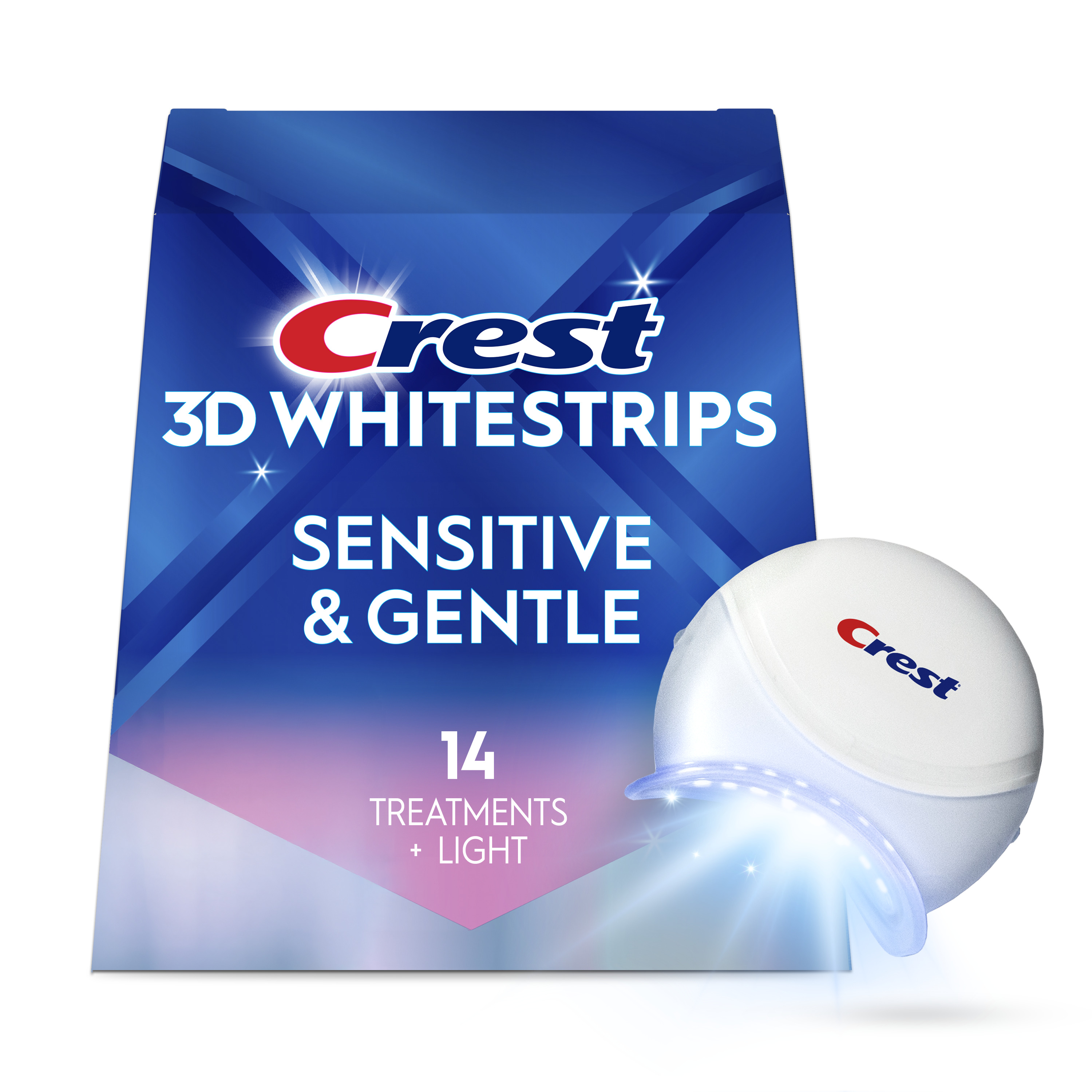 Crest 3DWhitestrips Sensitive + LED Light At-Home Teeth Whitening Kit