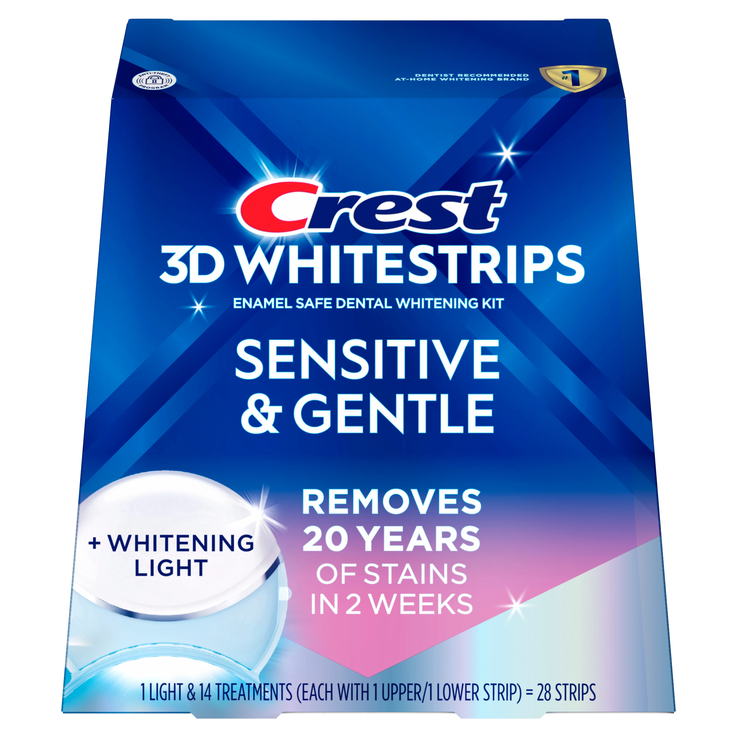 Crest 3DWhitestrips Sensitive + LED Light At-Home Teeth Whitening Kit