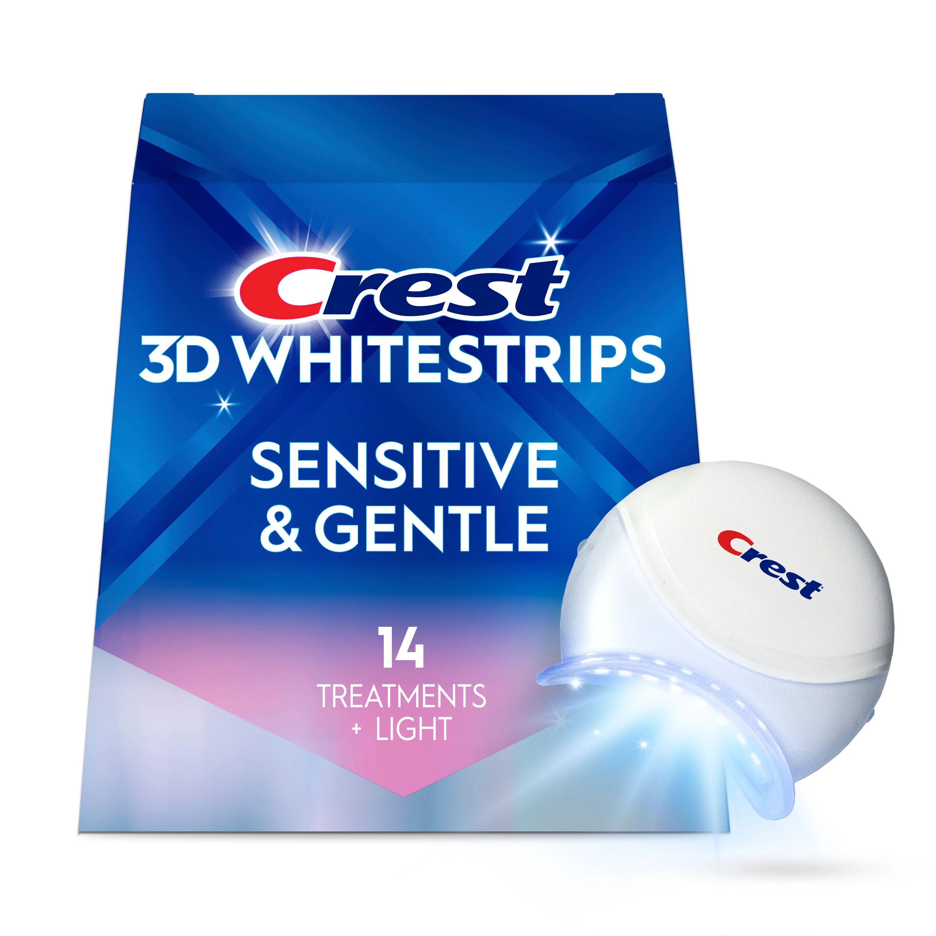 Crest 3DWhitestrips Sensitive + LED Light At-Home Teeth Whitening Kit