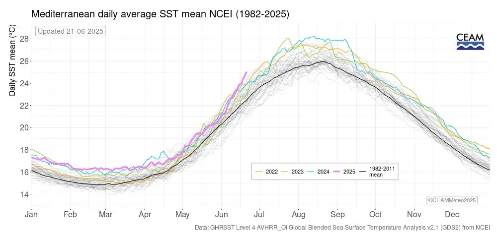 De Middellandse Zee is voor de tijd van het jaar recordwarm - CEAM