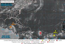De kaart met Beryl erop - National Hurricane Center