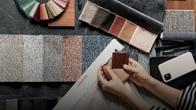 materials made to order calligaris - moodboard hands and phone