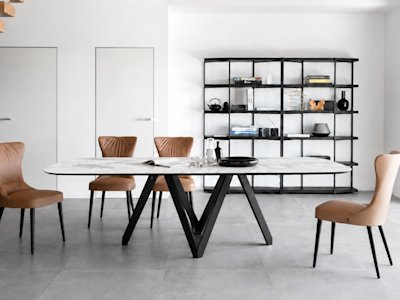 Tavolo Cartesio in marmo bianco