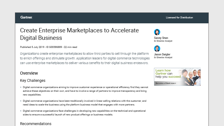 Create Enterprise Marketplaces to Accelerate Digital Business
