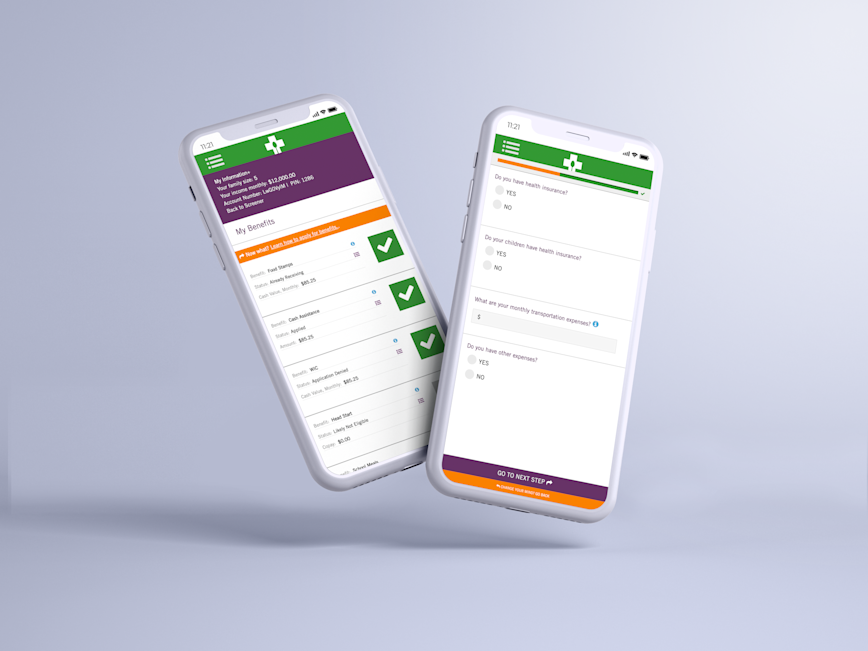Two mobile screens of benefit kitchen's application