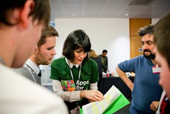 Photo - Apps for Good team member Zoe helps teachers