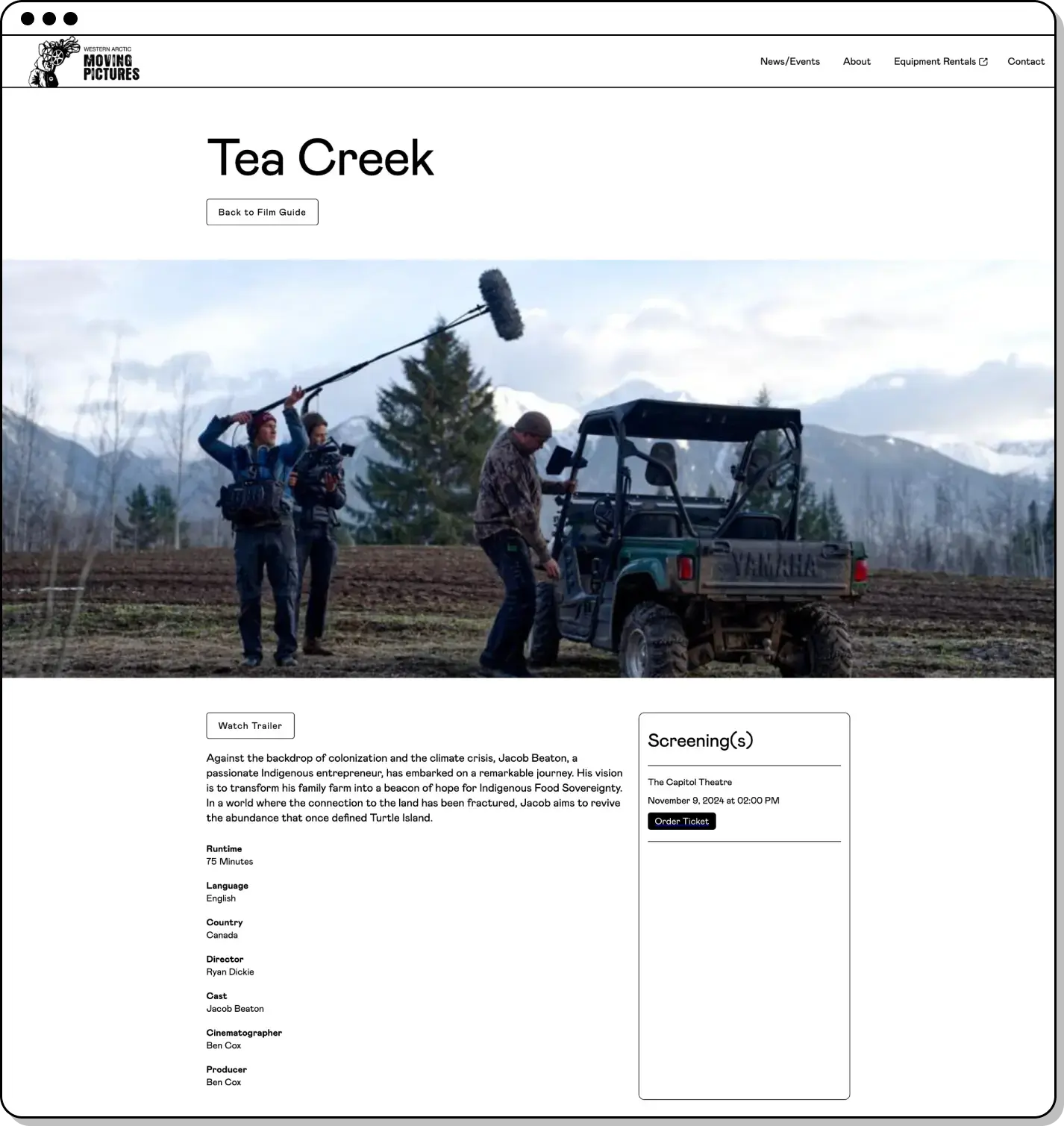 Screenshot of the Western Arctic Moving Pictures 2024 film festival film detail eventive integration.