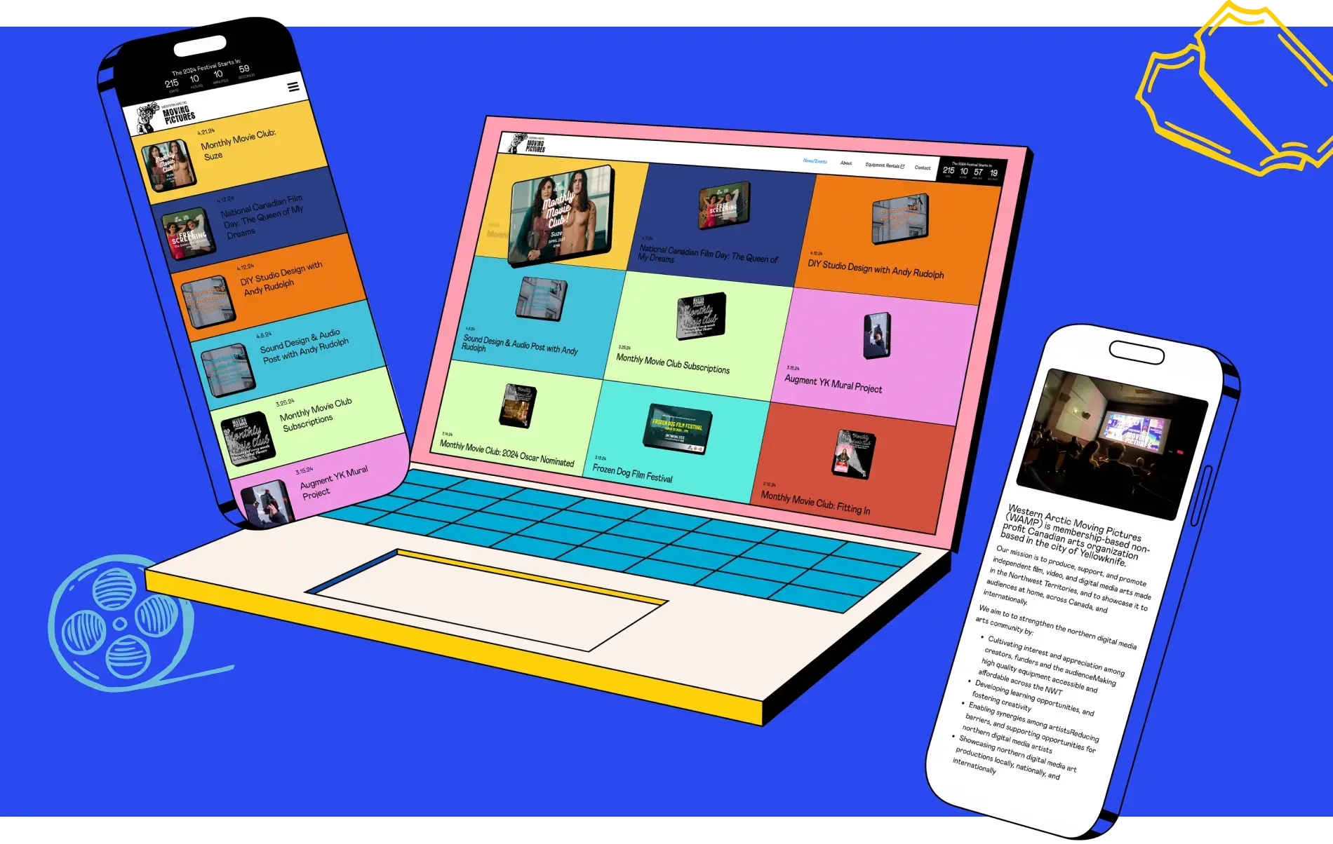 Western Arctic Moving Pictures hero image showing website landing page on a laptop as well as on a mobile.