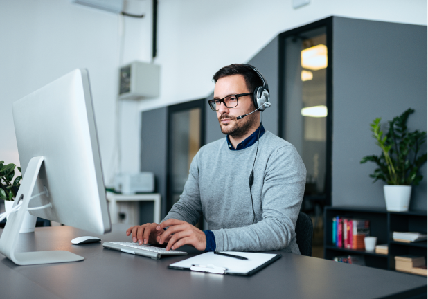 IT professional working on his computer