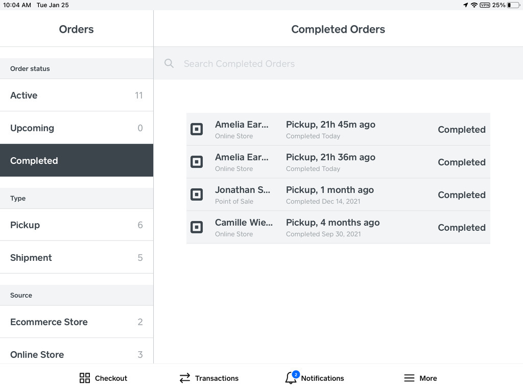 Square Point of Sale App - Completed Order Detail View - iOS - EN