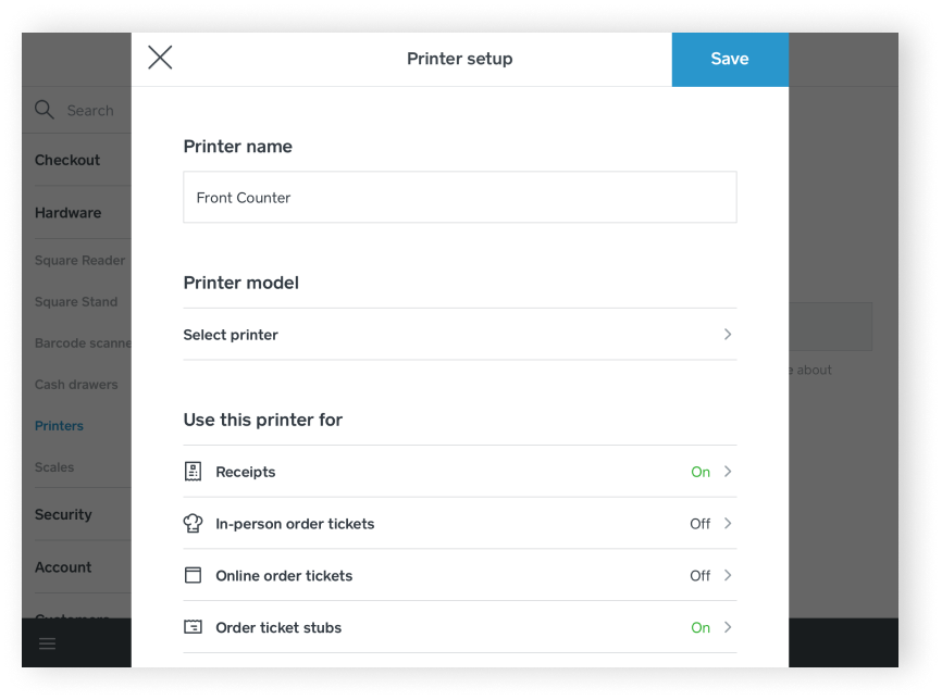 How to customize order tickets on the iPad