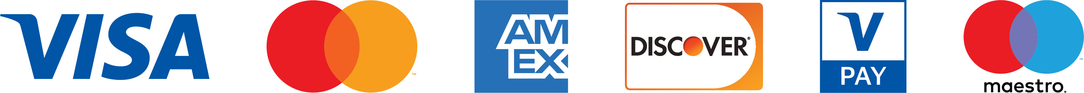Accepted cards: Visa, Mastercard, American Express, Discover, Visa Pay, Visa Electron, Maestro