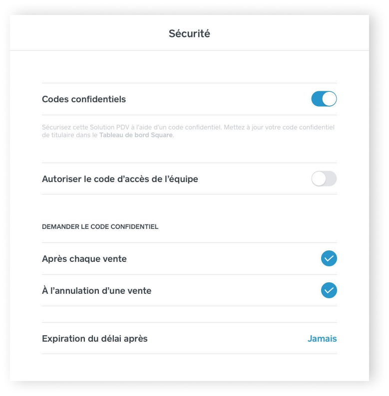 Security in Settings