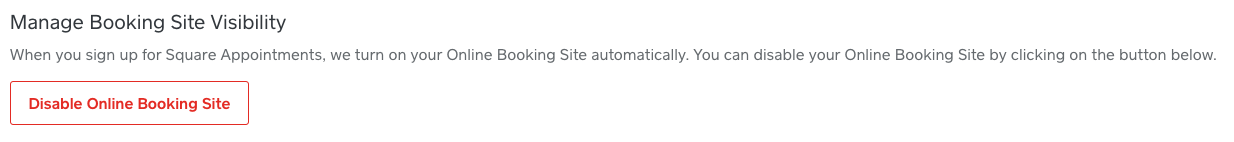 Disable Online Booking
