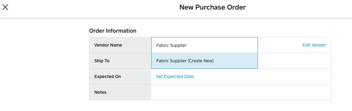 Create Vendor Purchase Order