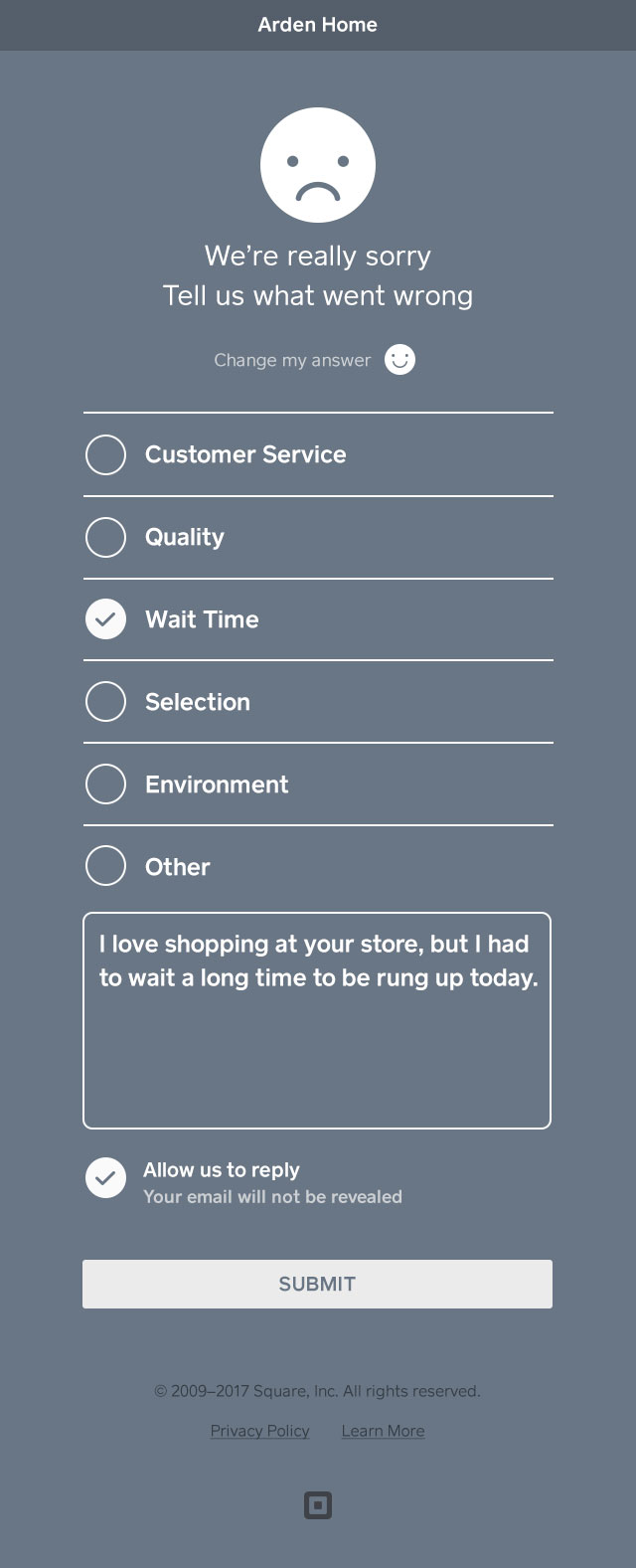 provide additional feedback on your experience with the merchant