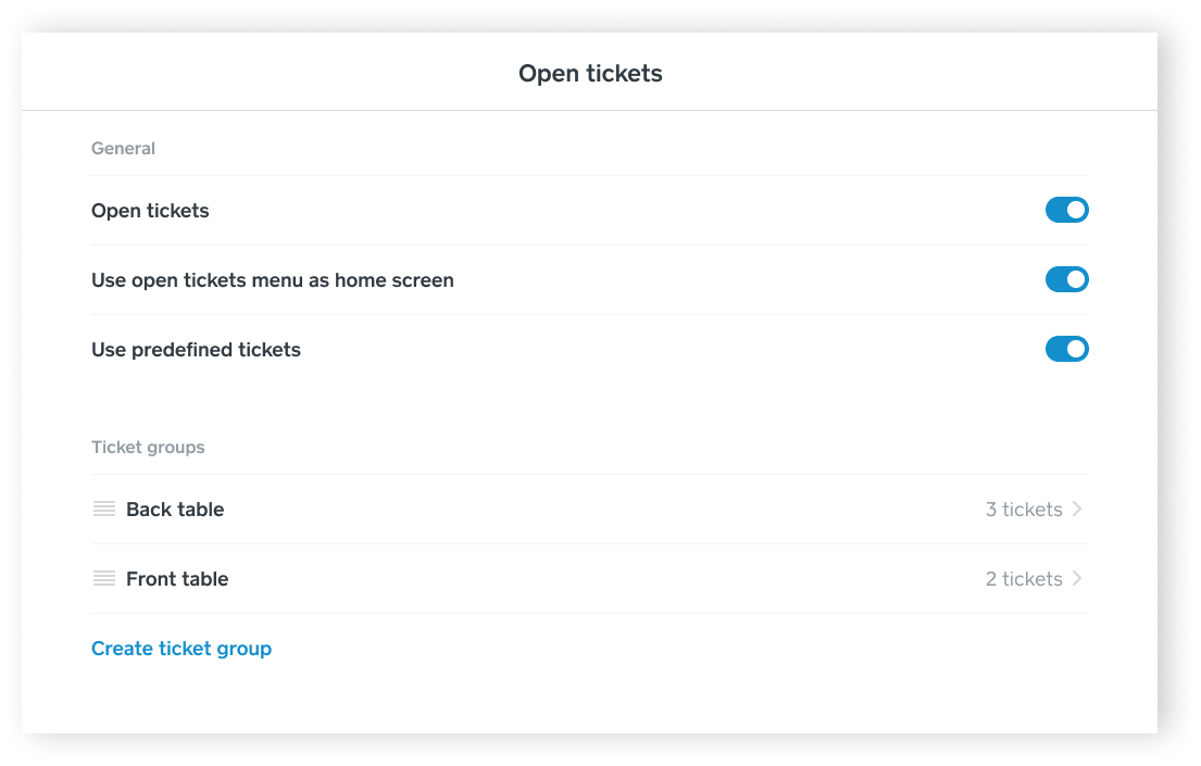 SPOS - Open Tickets Settings - iPad - EN