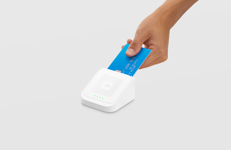 EMV chip card inserted into Square chip reader