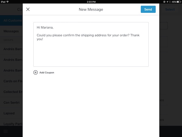 Direct Message Composition Field in Square App