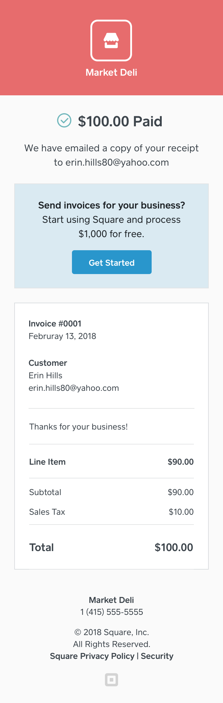 Receipt With Referral Code