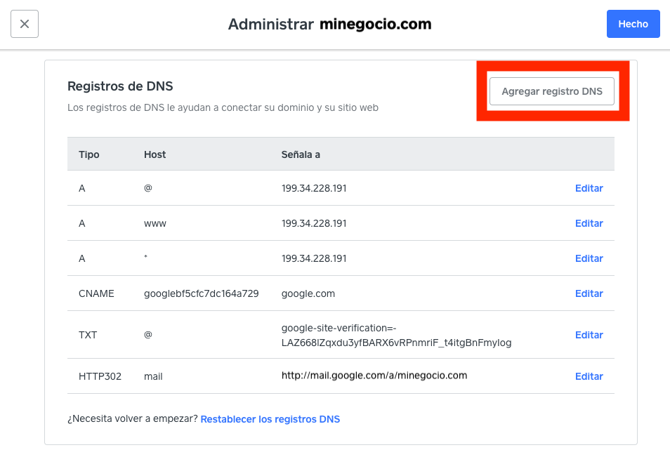 google-workspace-edit-dns-es