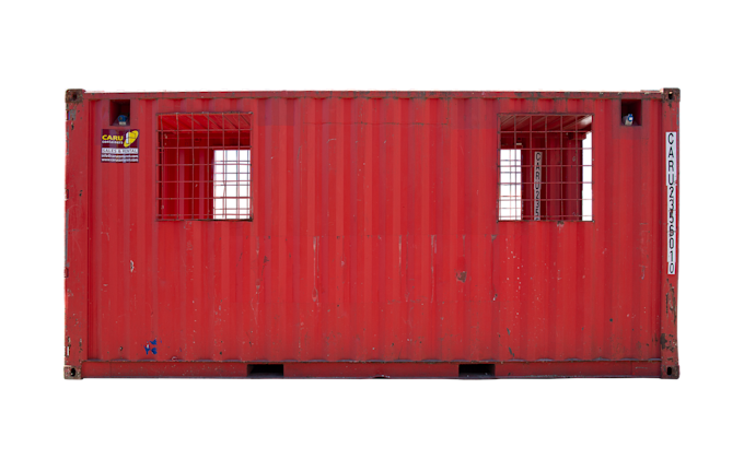 22TU 20FT TUNNEL CONTAINER RENT SIDE RED