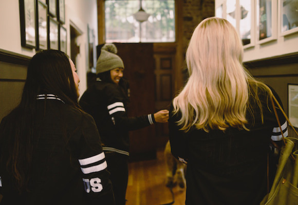 Employees wearing custom jackets