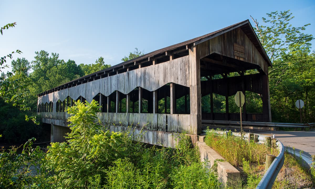 wooden covered bridge