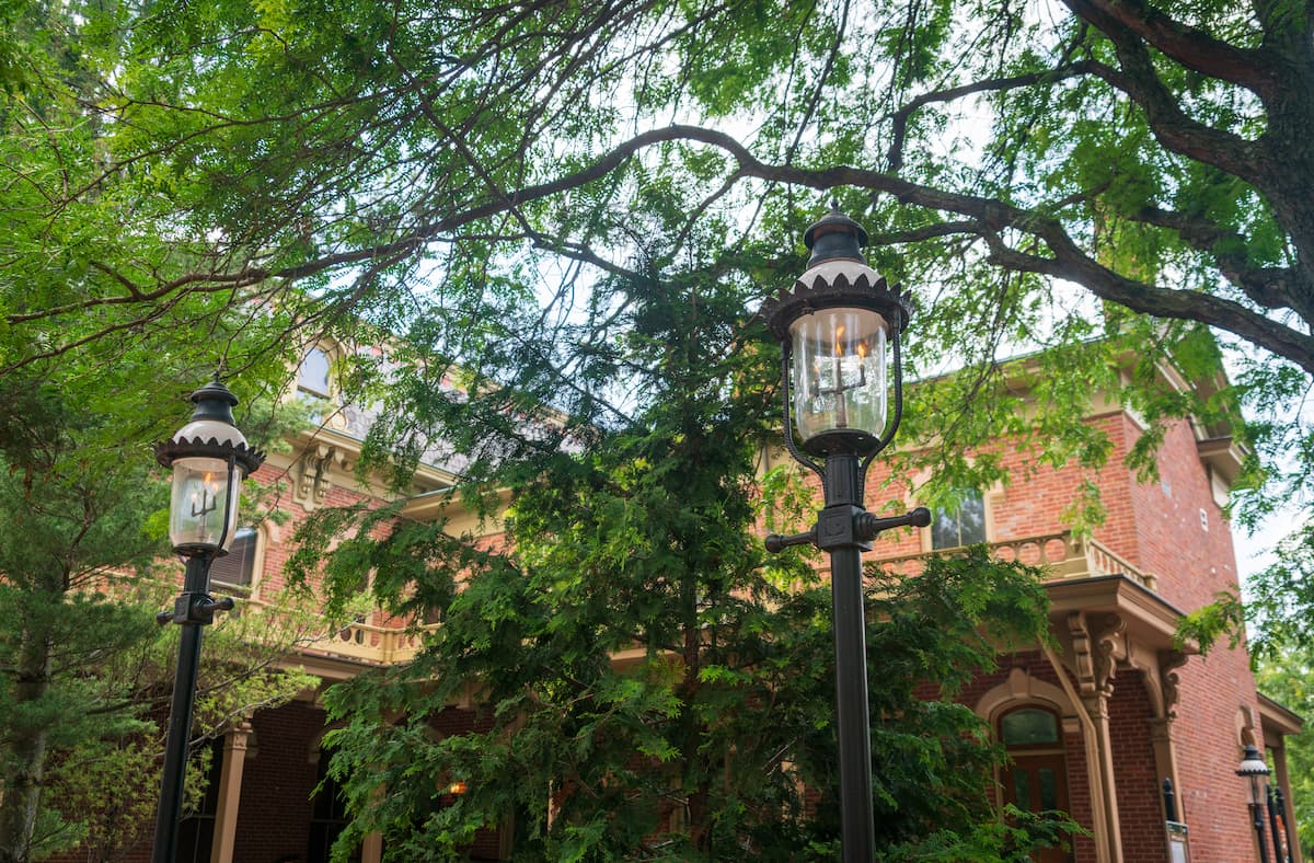 View through the trees of the First Ladies National Historic Site