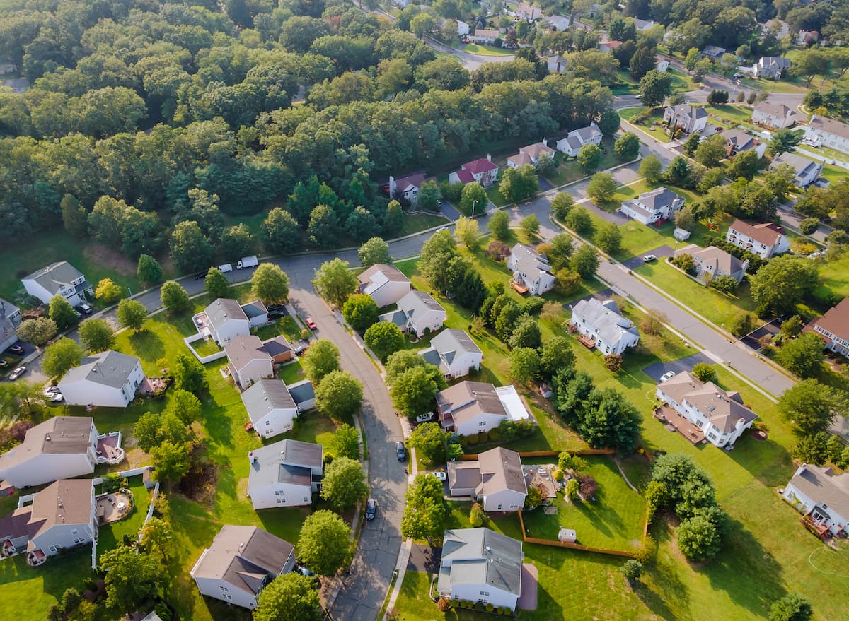 aerial of a suburban ohio neighborhood