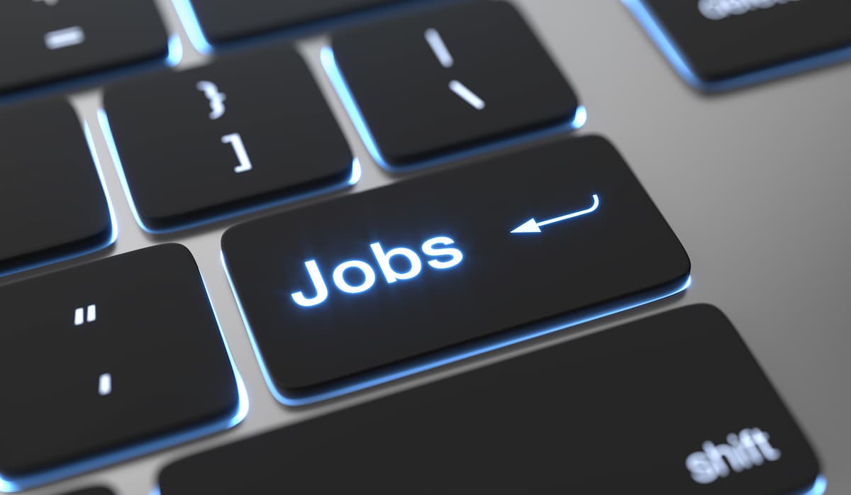 Entry key on a keyboard has the word Jobs
