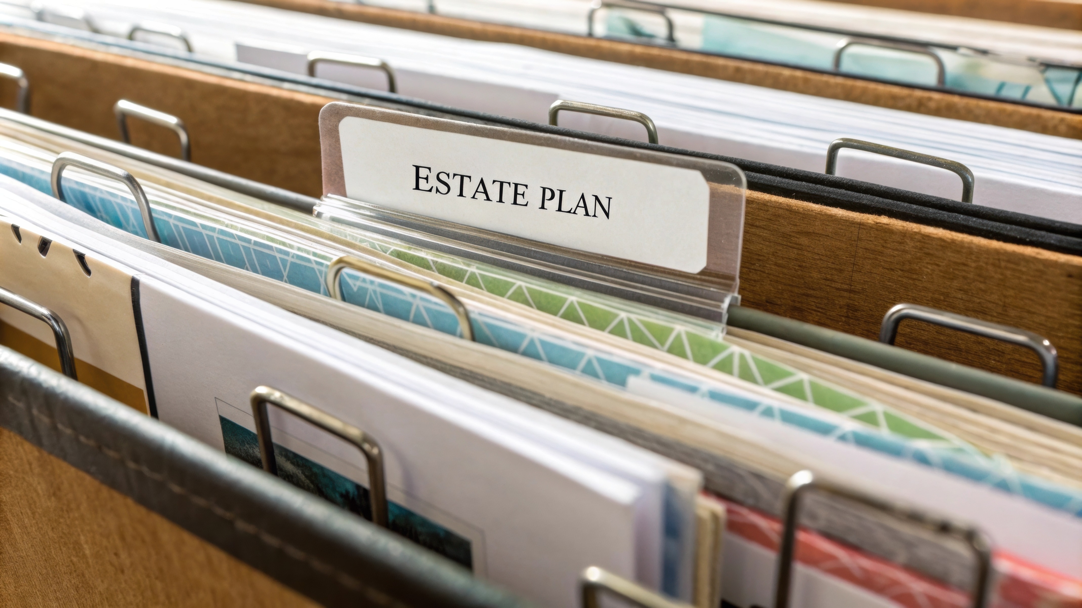 various folders containing estate planning documents