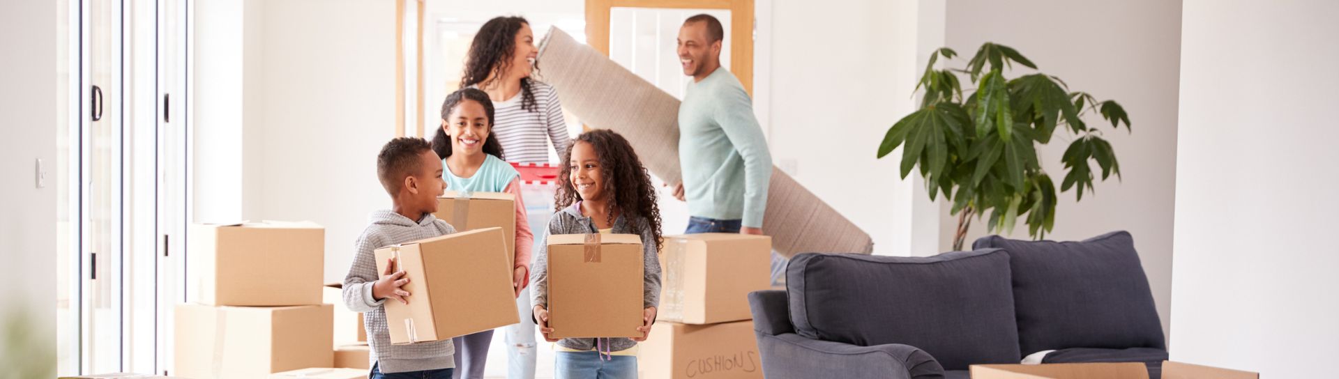 family moving into a new construction home