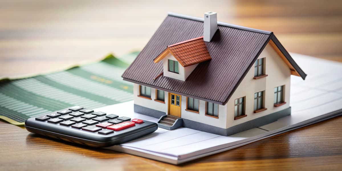 house model sitting next to a calculator
