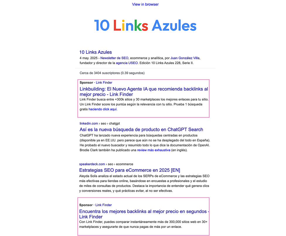 link-finder.net newsletter ads