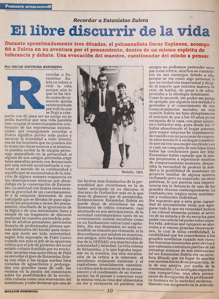 Recordar a Estanislao Zuleta: El libre discurrir de la vida