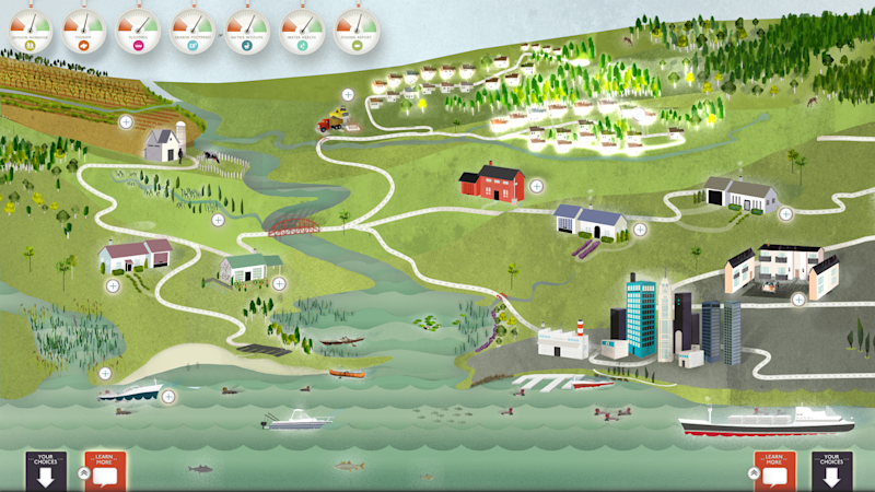 Screenshot of the Old Woman Creek reactive estuary kiosk showing a change in-progress.