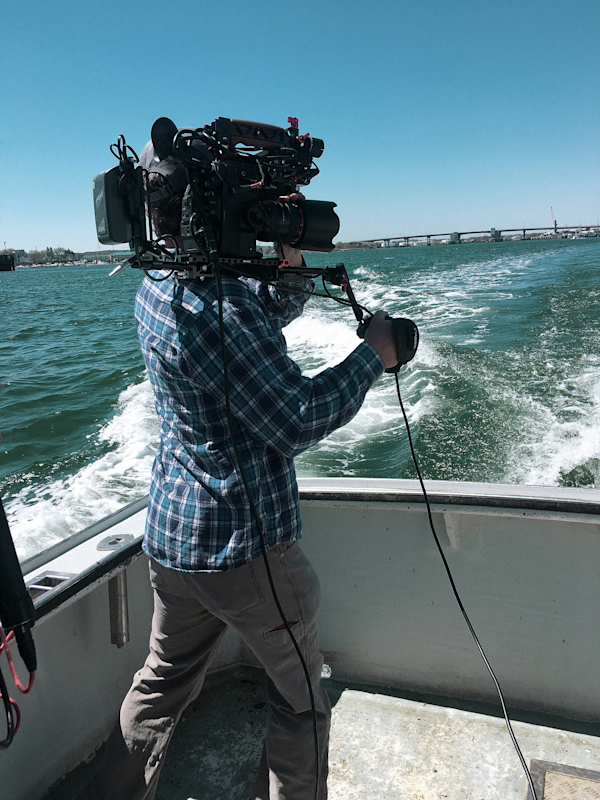Filming under choppy conditions around Cape Elizabeth, Maine