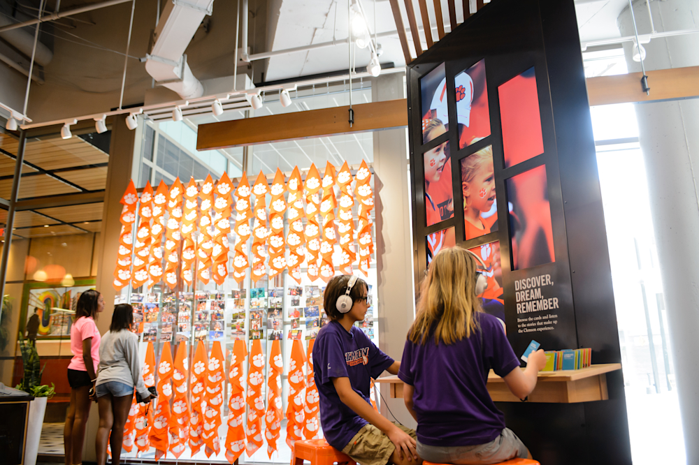 Visitors can browse and listen to stories together.
